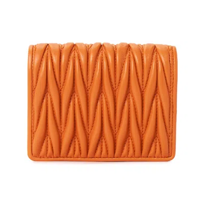 Miu Miu Quilted Rectangular Leather Card Holder In Gold