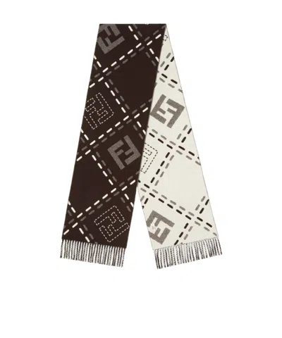 Fendi Rectangular Scarf Featuring Fringe Detail In Brown