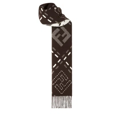 Fendi Rectangular Scarf Featuring Fringe Detail In Brown
