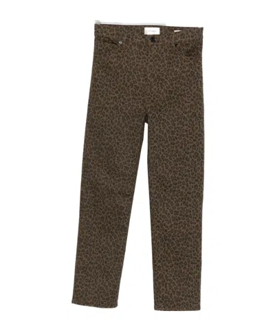Frame Le Sylvie High Rise Slim Jeans In Leopard Print In Brown
