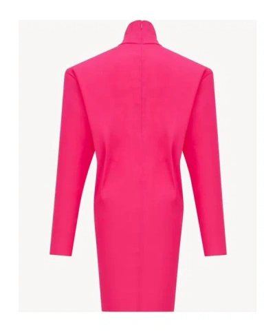 Saint Laurent Panama High-neck Mini Dress In Pink