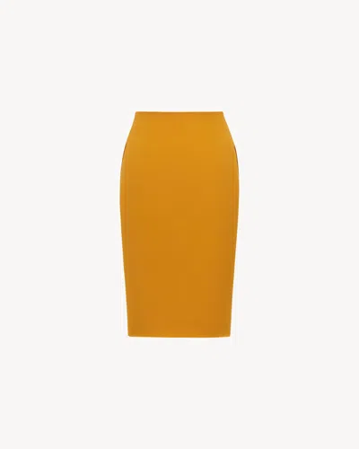 Saint Laurent Mid-rise Pencil Skirt In Satin Clothing In Orange