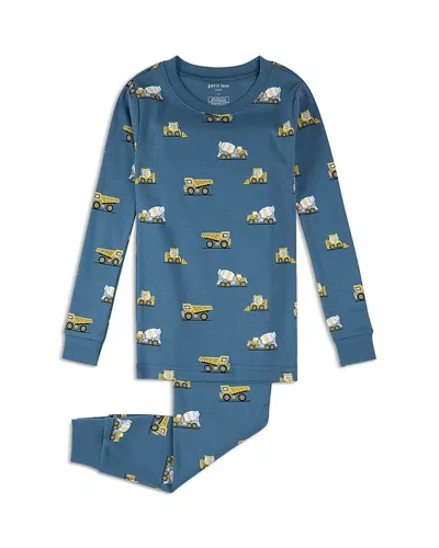 Petit Lem Boys' Construction Truck Print Pajama Set - Little Kid In Blue