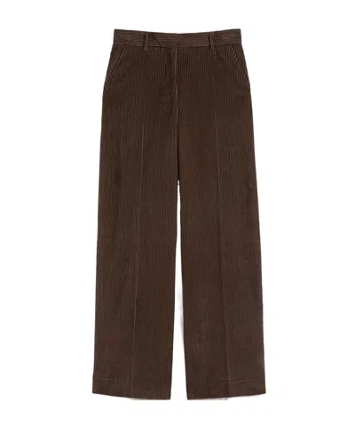Weekend Max Mara Wide-leg Corduroy Trousers And Pockets In Brown