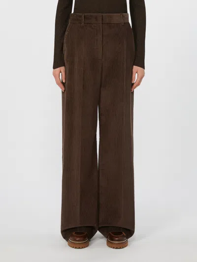 Weekend Max Mara Wide-leg Corduroy Trousers And Pockets In Brown