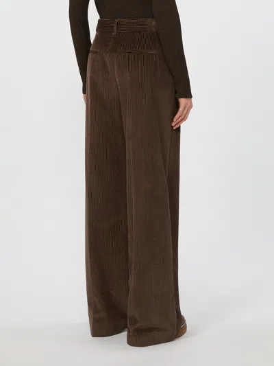 Weekend Max Mara Wide-leg Corduroy Trousers And Pockets In Brown