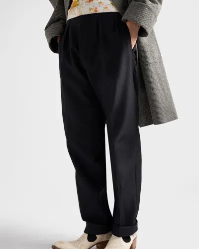 Prada Wool Blend Pants In Black