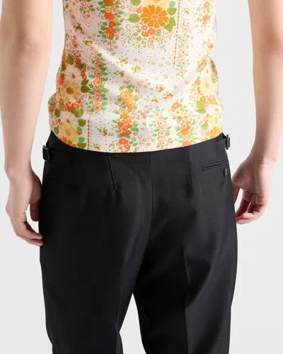 Prada Wool Blend Pants In Black