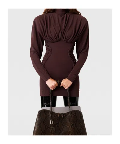 Stella Mccartney Pleated Mini Dress In Brown