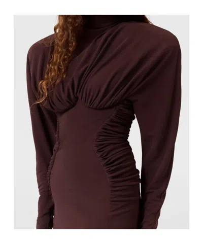 Stella Mccartney Pleated Mini Dress In Brown