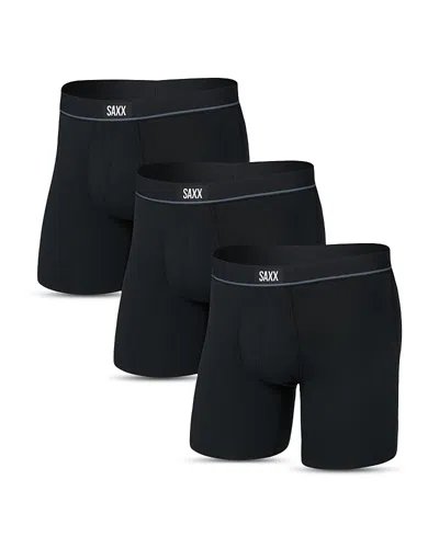 Saxx Essential Cotton Boxer Briefs, Pack Of 3 In Black