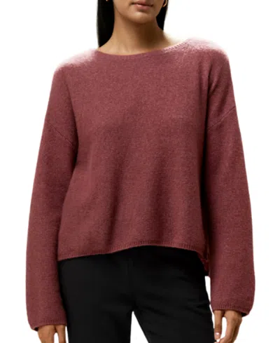 Lilysilk Relaxed Fit Drop-shoulder Silk Cashmere Blend Sweatshirt In Red