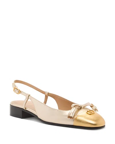Valentino Garavani Valet Du Roi Vlogo Metallic Leather Slingback Ballerina Flats In Multi