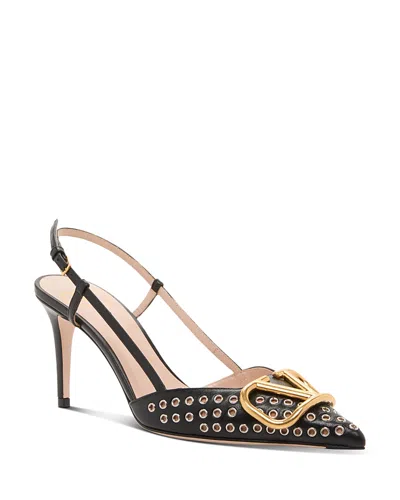 Valentino Pointed Toe Slingback Pumps Featuring Studs In Black