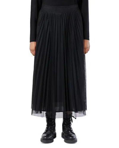 Marina Rinaldi Uscio Pleated Mesh Midi Skirt In Black