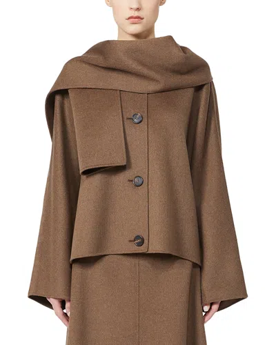 Max Mara Cropped Jacket In Double-sided Wool In Brown