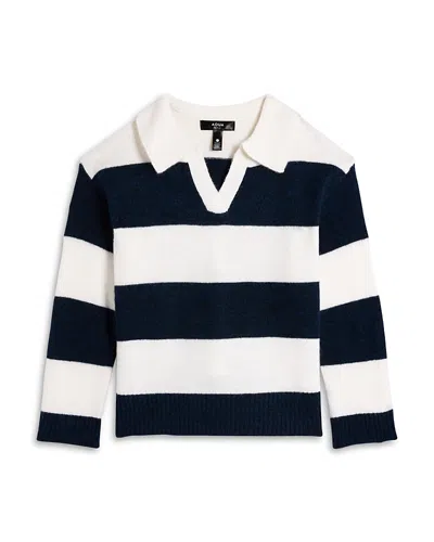 Aqua Girls' Striped Rugby Sweater, Big Kid - Exclusive In White