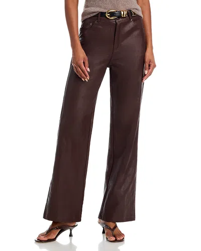 Aqua Faux Leather Flared Pants - Exclusive In Burgundy
