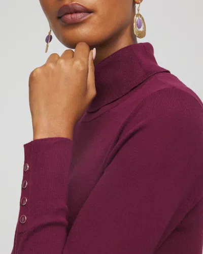Chico's Ecovero Button Cuff Turtleneck Sweater In Deep Chianti In Purple
