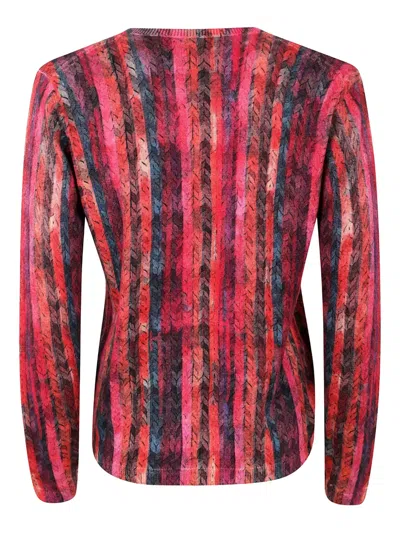 条纹印花罗纹毛衣