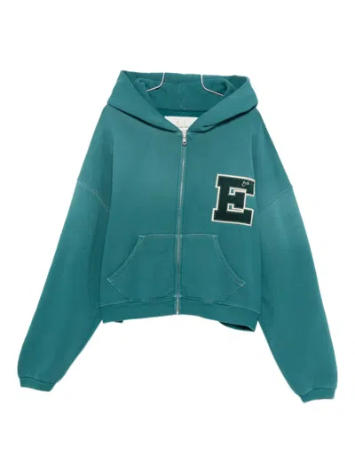 Erl Unisex Letterman Hoodie In Blue
