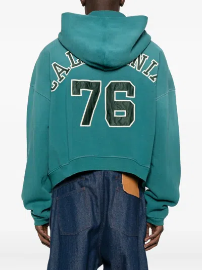 Erl Unisex Letterman Hoodie In Blue