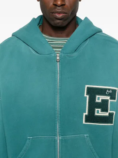 Erl Unisex Letterman Hoodie In Blue