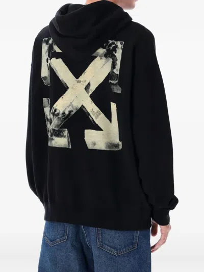Off-white Black Skate Cloudy Arrow Hoodie In Animal Print