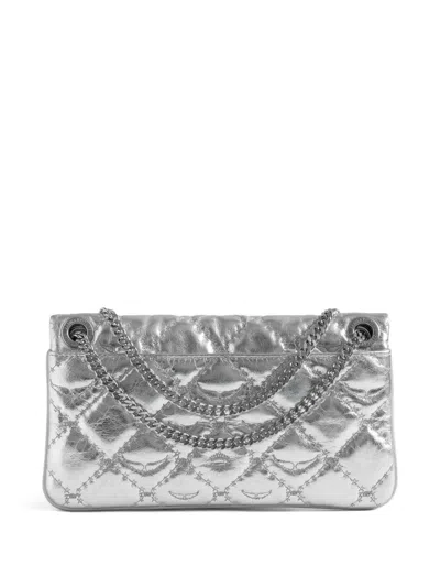 Zadig & Voltaire Womens Silver Rock Ii Quilted Leather Clutch In Silver
