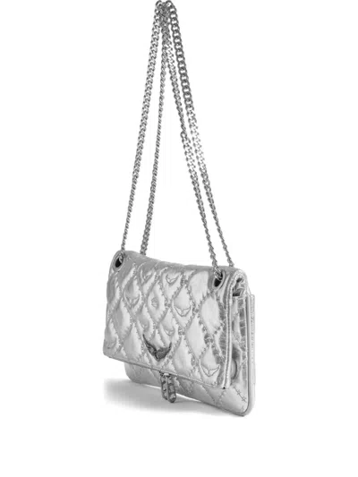 Zadig & Voltaire Womens Silver Rock Ii Quilted Leather Clutch In Silver