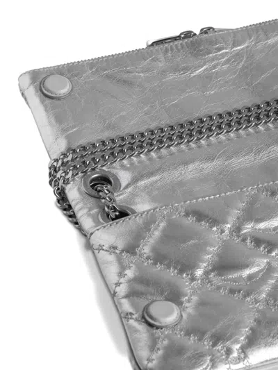 Zadig & Voltaire Womens Silver Rock Ii Quilted Leather Clutch In Silver