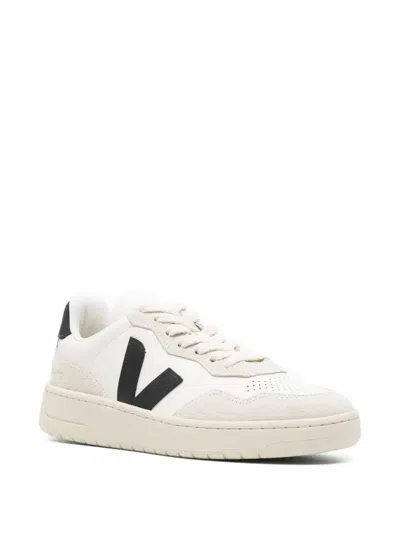 Veja V90 White Sneaker With Side Logo And Perforated Toe In Leather Unisex