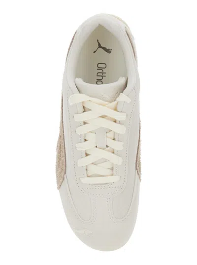 Puma Warm White Speedcat Elevated Sneakers In Animal Print