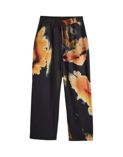 Y-3 Wide-leg Track Pants With Abstract Floral Print In Yellow