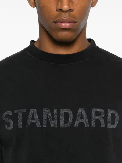 Balenciaga Black Crewneck T-shirt With Logo Print On The Front In Cotton Man In Black