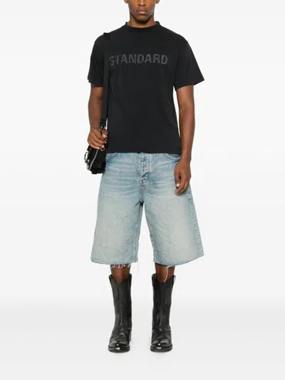 Balenciaga Black Crewneck T-shirt With Logo Print On The Front In Cotton Man In Black