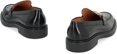 Tod's Leather Loafers With Metal Bar In Black