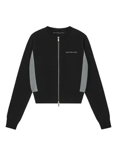 Rest&recreation Round-neck Zip-up Cardigan In Black