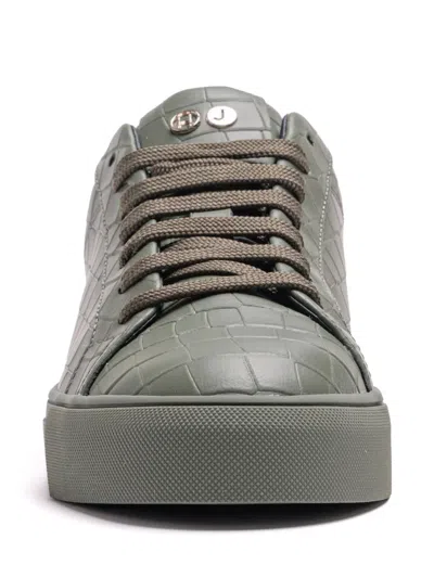 Hide & Jack Crocodile-embossed Sneakers In Green