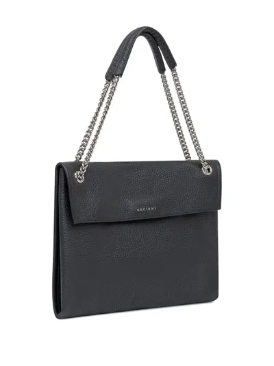 Orciani Medium Venus Soft Chain-strap Leather Shoulder Bag In Black