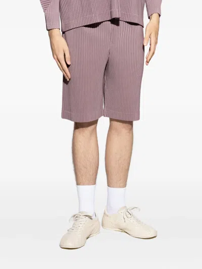 Issey Miyake Ns Seaside Purple Color Pleats Drawstring Knitted Shorts In Purple