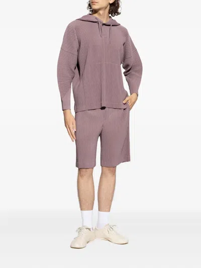 Issey Miyake Ns Seaside Purple Color Pleats Drawstring Knitted Shorts In Purple