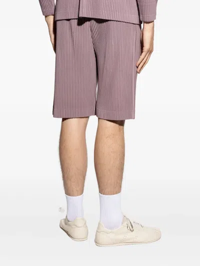 Issey Miyake Ns Seaside Purple Color Pleats Drawstring Knitted Shorts In Purple