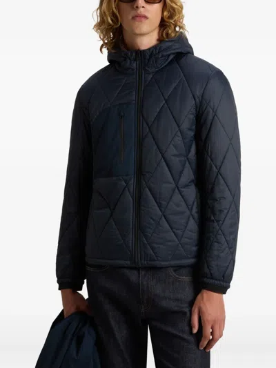 Woolrich Diamond-pattern Jacket In Blue