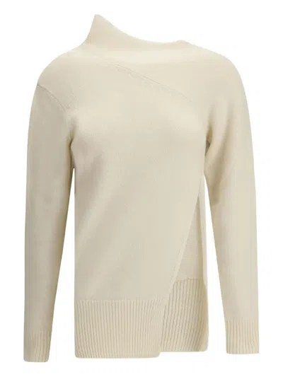 Di Stavnitser Asymmetric High-neck Sweater In Neutral