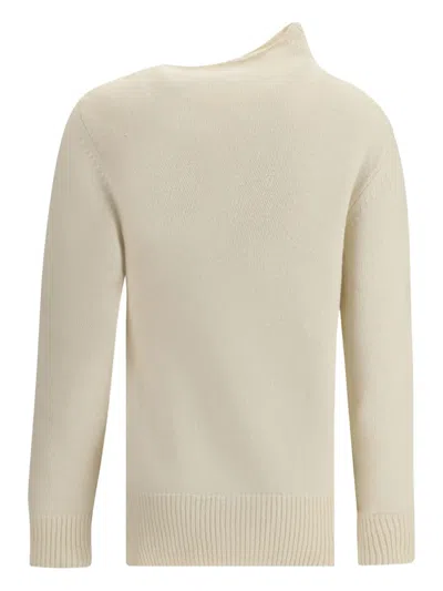 Di Stavnitser Asymmetric High-neck Sweater In Neutral