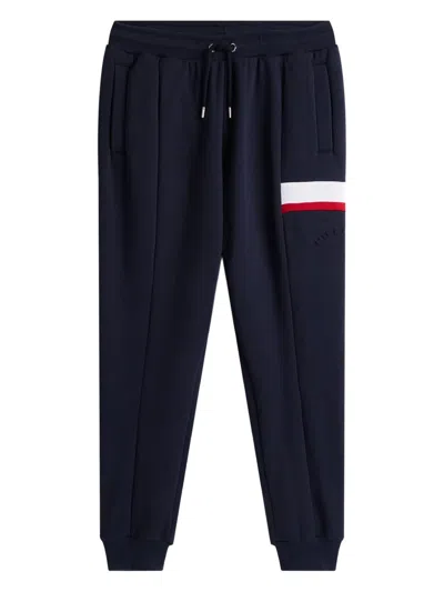 Tommy Hilfiger Colour-blocked Fleece Cuffed Joggers In Blue