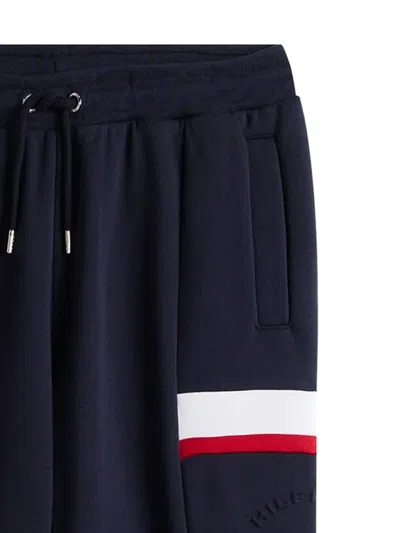 Tommy Hilfiger Colour-blocked Fleece Cuffed Joggers In Blue