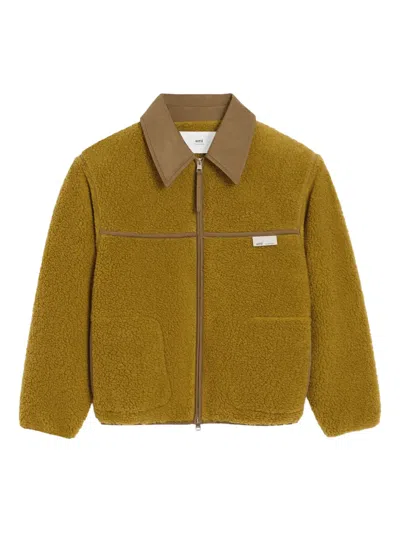 Ami Alexandre Mattiussi Zip-up Jacket With Structured Silhouette In Green