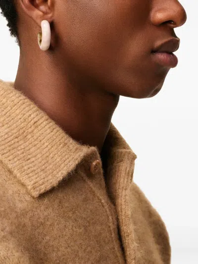 Ami Alexandre Mattiussi Pink Brass Hammered Lacquered Earrings Pink In Gold